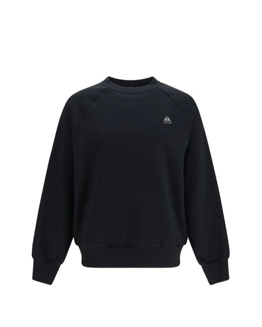 Moose Knuckles Blue Logo-Plaque Raglan-Sleeve Sweater for men
