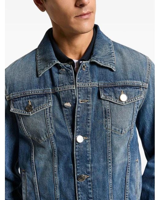 Peserico Blue Buttoned Denim Jacket for men