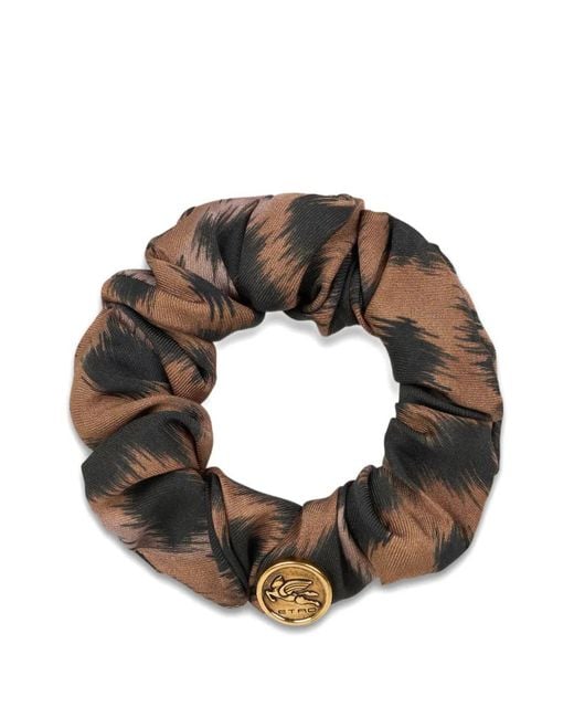 Etro Metallic Animal-Patterned Scrunchie