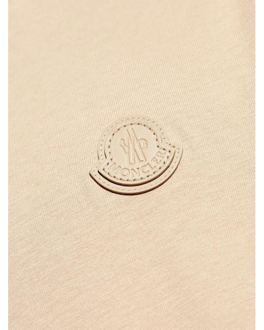 Moncler Natural Logo-Patch Cotton T-Shirt for men