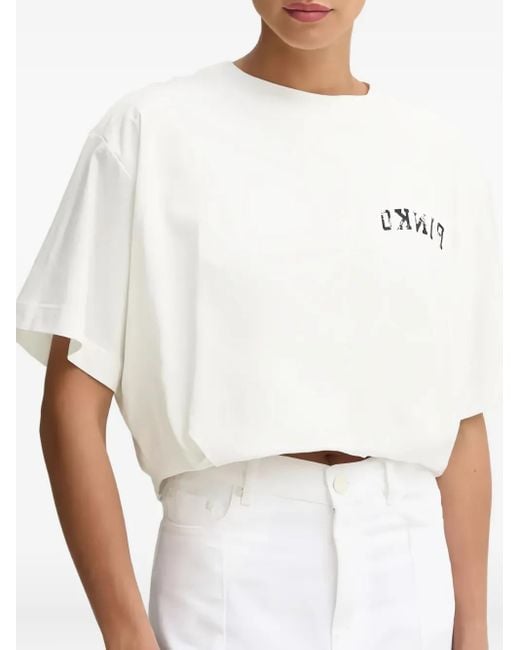 Pinko White Logo-Print T-Shirt