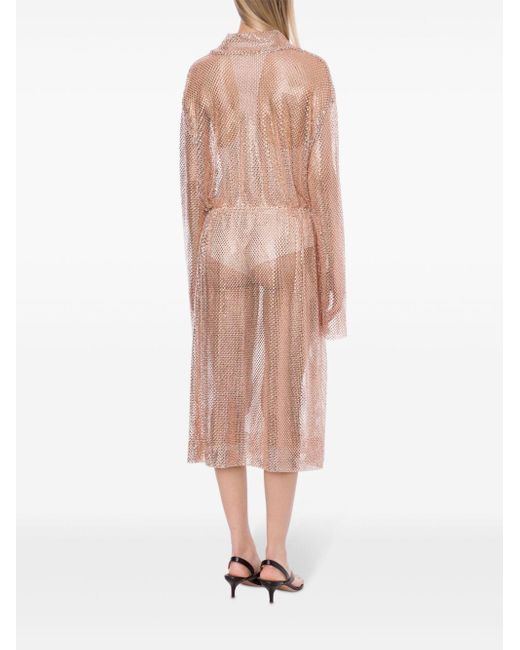 Philosophy Di Lorenzo Serafini Pink Rhinestone-embellished Midi Dress