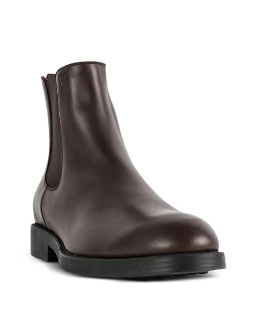Tod's Brown Elastic-Panel Leather Boots for men