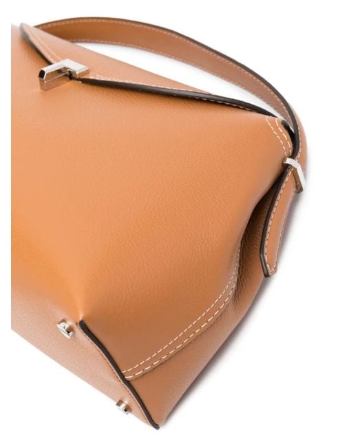 Totême  Brown T-Lock Leather Top Handle Bag