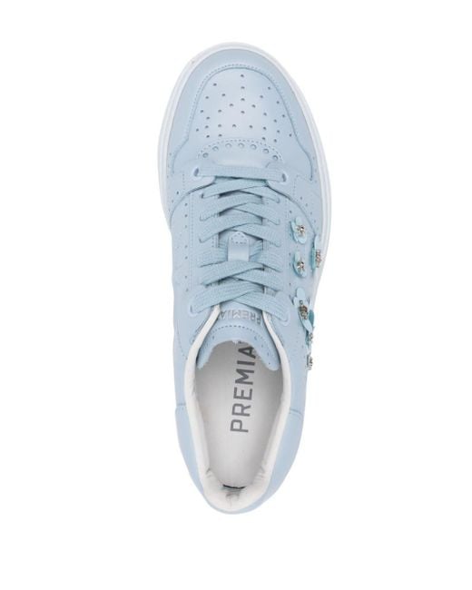 Premiata Quinn Sneakers Met Bloemenpatch in het Blue
