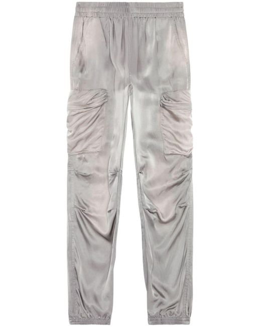 Pantalon en satin à poches cargo DIESEL en coloris Gray