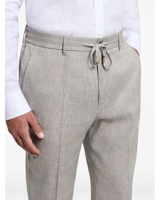 Peserico Gray Drawstring Cuffed Trousers for men