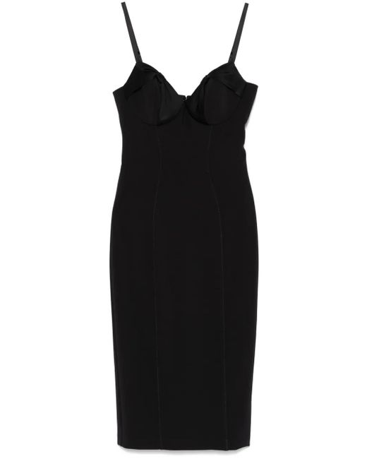 Vestido corto con lazos de satén de crepé Elisabetta Franchi de color Black