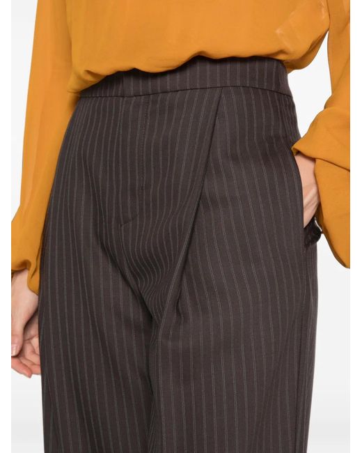 Elisabetta Franchi Gray Pinstripe-Pattern Cuffed Trousers