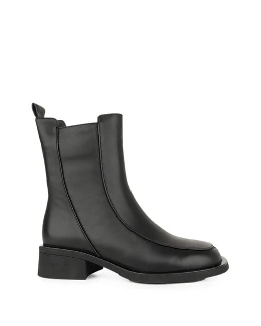 Linda Baumann Black Zip-Fastening Leather Ankle Boots
