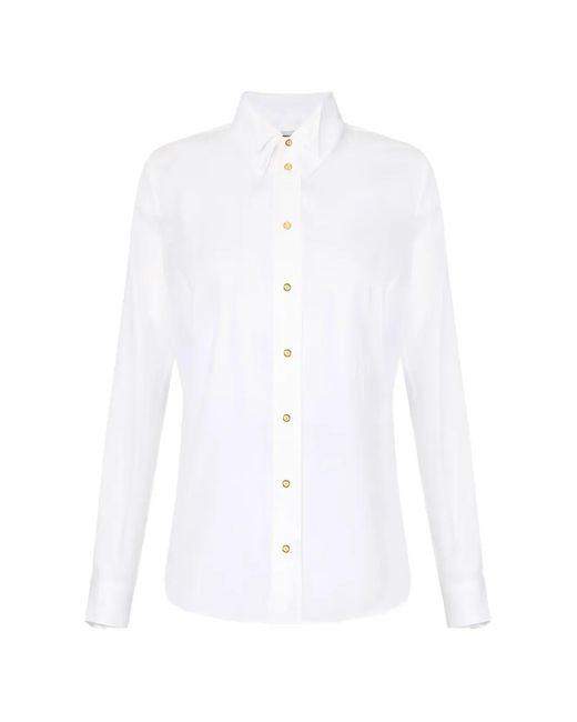 Elisabetta Franchi White Double-Collar Logo-Embroidered Shirt