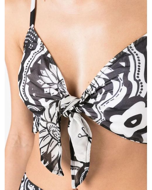 Amir Slama Black Floral-Print Crop Top