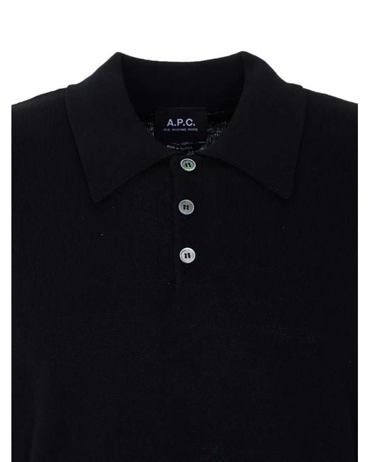 A.P.C. Blue Short-Sleeve Polo Shirt for men
