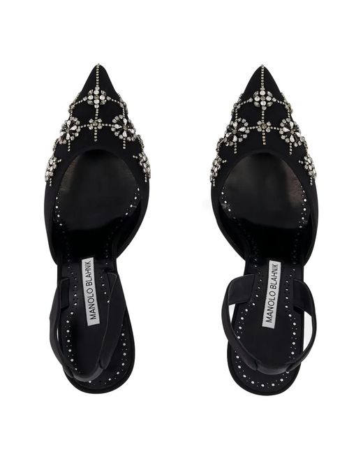 Manolo Blahnik Black Crystal-Embellished Stiletto Pumps