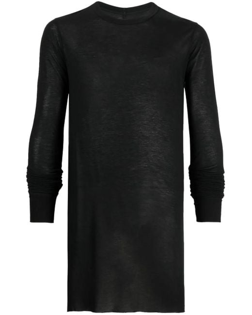 Rick Owens Black Long-Sleeved Marl-Knit T-Shirt for men