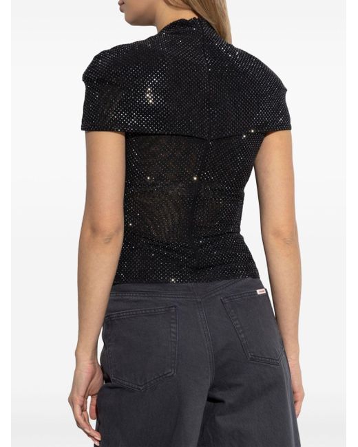 Self-Portrait Black Sequinned Wrap-Around Top