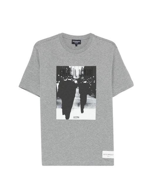 Emporio Armani Gray Printed T-Shirt for men