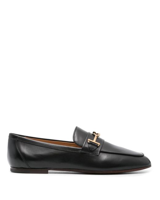 Tod's Black Leather Loafer Shoes