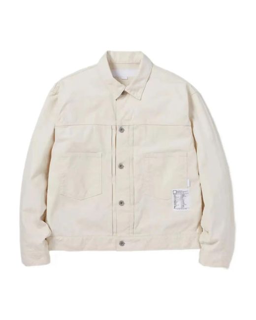 Neighborhood White Patch-Pocket Buttoned Denim Jacket for men