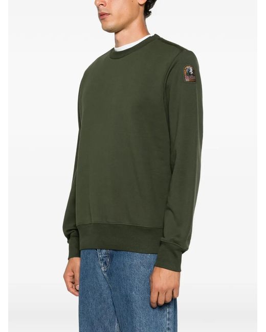 Parajumpers Green Logo-Patch Sweater for men