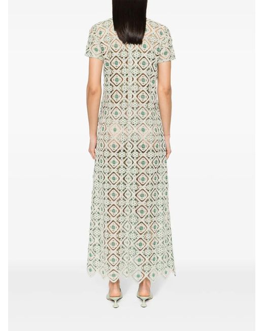 LaDoubleJ Green Macramé Swing Dress