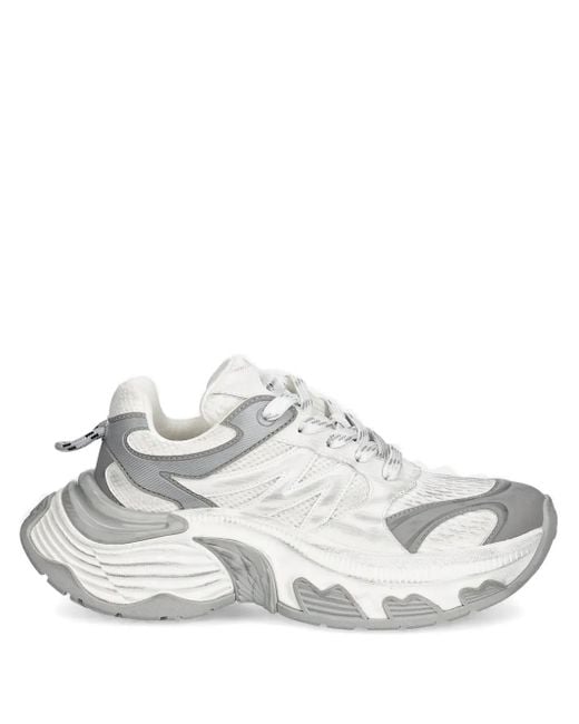 Miss Sixty White Textured-Platform Sneakers