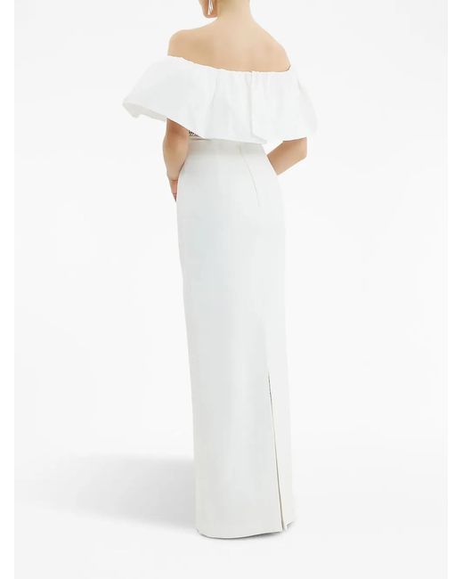 Rebecca Vallance White Alpine Ruffle-Detail Gown