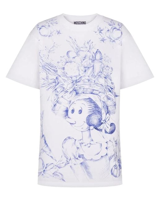 Moschino White Cartoon-Print T-Shirt