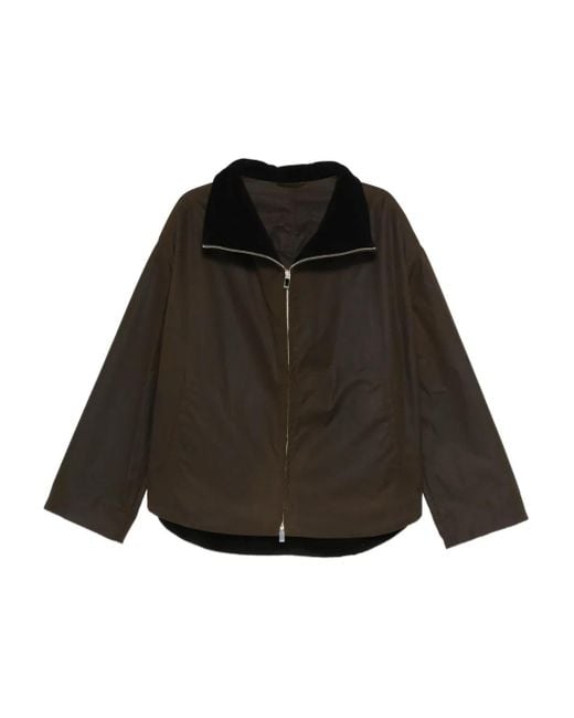 Chaqueta con cremallera- y cuello de pana Totême  de color Black