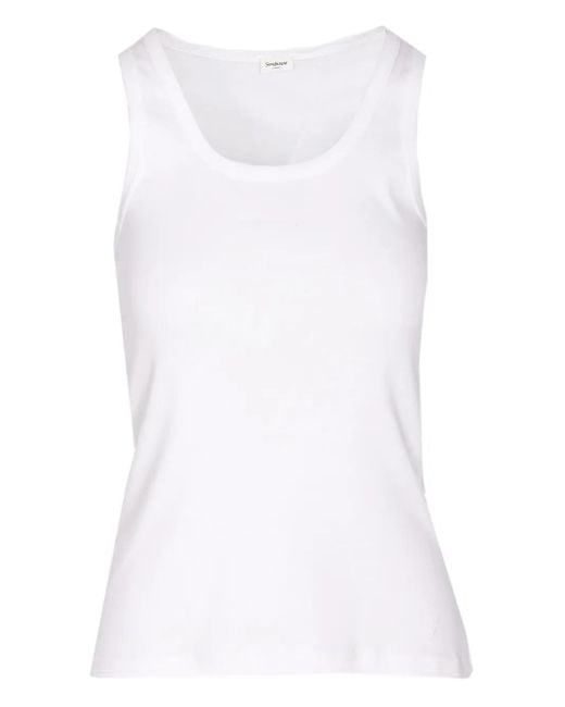 Saint Laurent White Cassandre Logo Tank Op