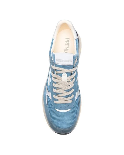 Premiata Blue Logo-Appliqué Sneakers for men