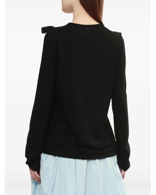 Simone Rocha Black Ribbon-Detail Long-Sleeve T-Shirt