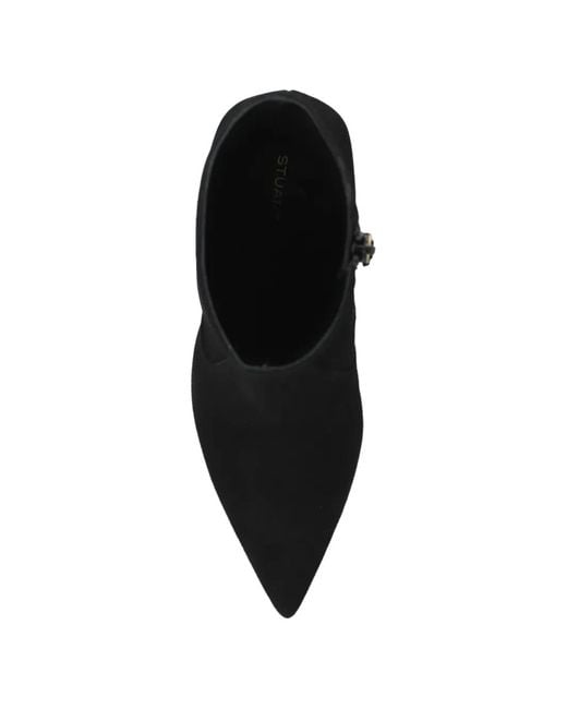 Stuart Weitzman Black Vinnie Pointed-Toe Ankle Boots