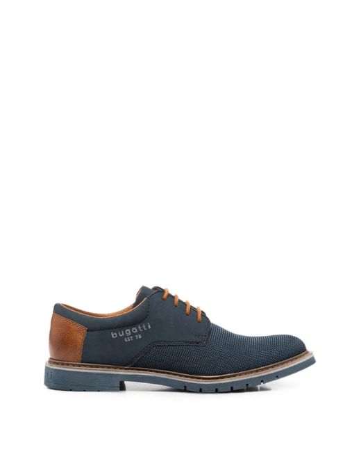 Bugatti Blue Panelled Lace-Up Derby Shoes for men