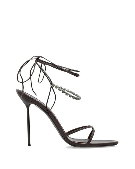 Paris Texas White Crystal-Embellished Tie-Fastening Sandals