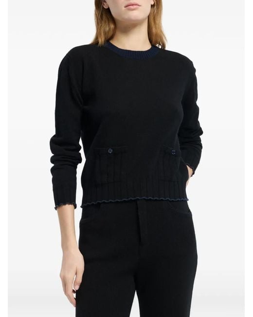 Barrie Black Ribbed Detail Sweater