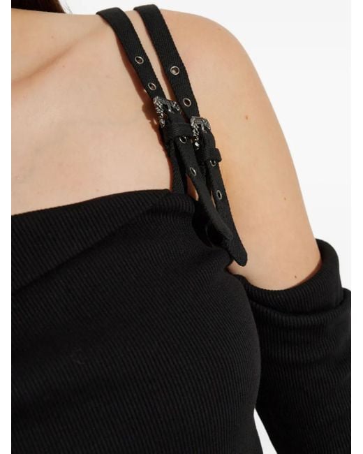 Versace Jeans Couture Black Buckle-Detail Midi Dress