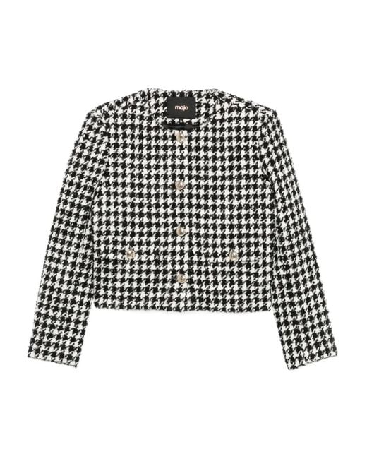 Maje Black Houndstooth-Pattern Blazer