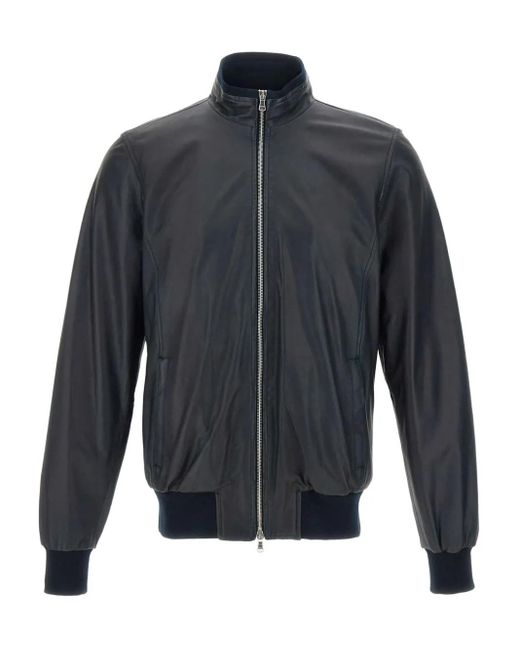 Barba Napoli Blue Leather Jacket for men