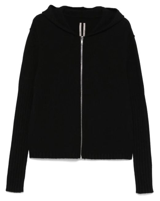 Rick Owens Black Zipped Hoodie for men