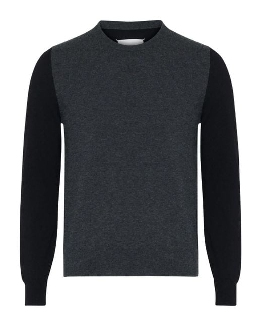 Maison Margiela Black Contrast-Panel Wool Sweater for men