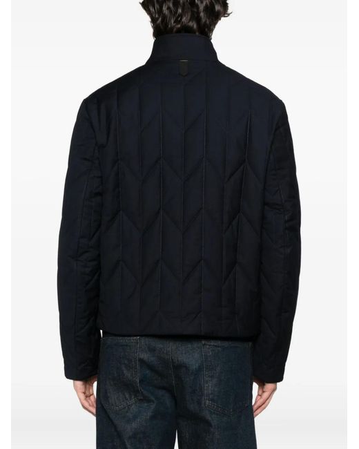 Canali Black Quilted Diamond-Pattern Padded Jacket for men