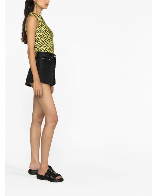 Versace Black Flared Denim Shorts