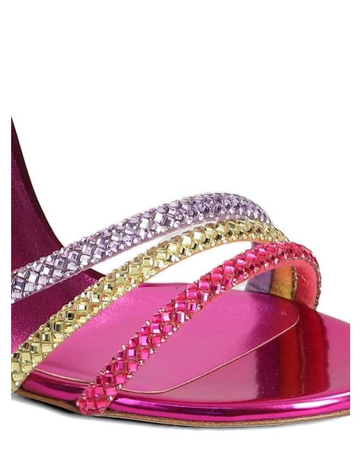 Casadei Pink 140 Andromeda Crystal-Embellished Heeled Sandals
