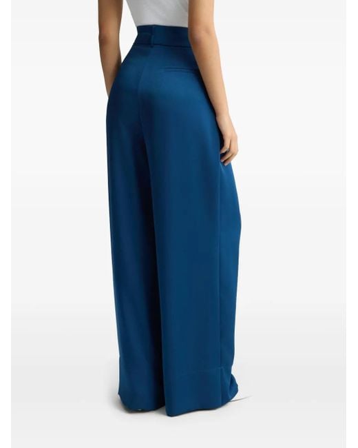 Liu Jo Blue Wide-Leg Flared Pants With A Pressed Crease