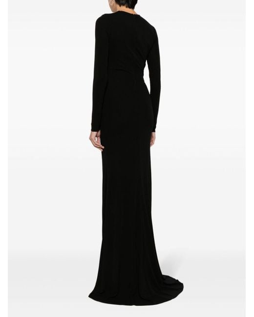 Elie Saab Black Long-sleeve Draped Gown