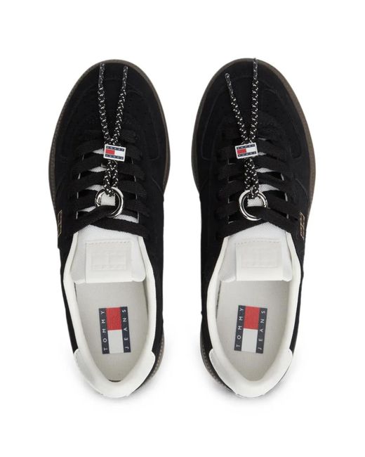 Tommy Hilfiger Black Logo-Plaque Panelled Sneakers