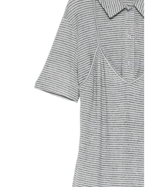 Pushbutton Gray Layered Horizontal-Stripe Polo