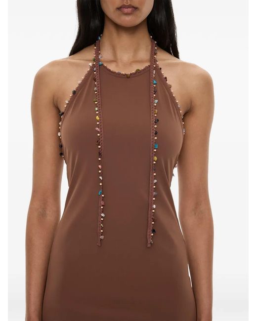 Christopher Esber Brown Beach Quartz Halterneck Long Dress