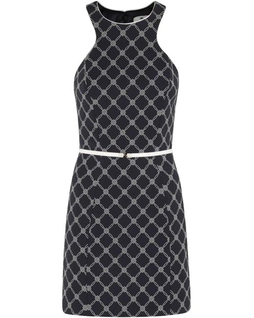 Elisabetta Franchi Black Printed Crêpe Mini Dress